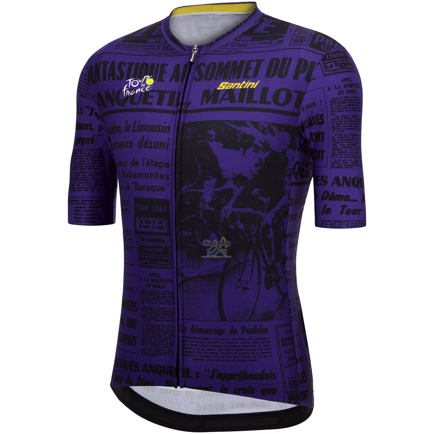 Tour DE Francia Ropa Ciclismo Culotte Corto 2023 Hombre Mangas Cortas Violeta Negro